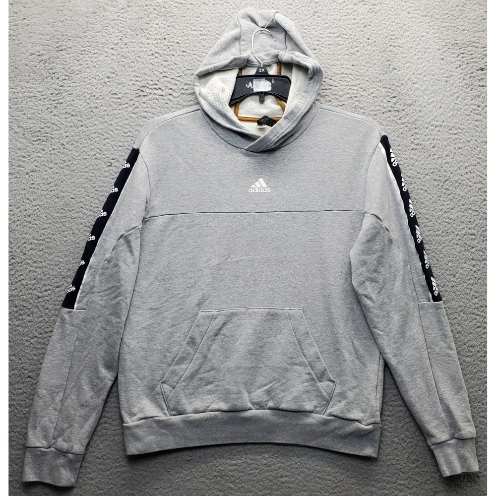 Adidas Brandlove Hoodie‎ Womens M Gray Raglan Sleeve Kangaroo Pockets Pullover